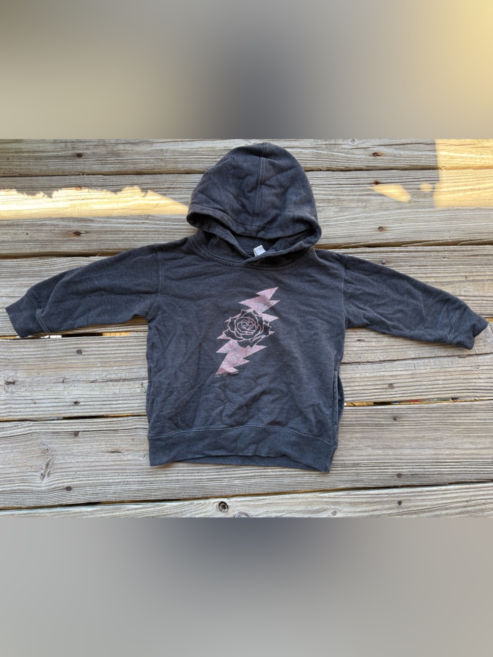 Little Hippie Grateful Dead sparkly bolt / rose toddler hoodie 4T